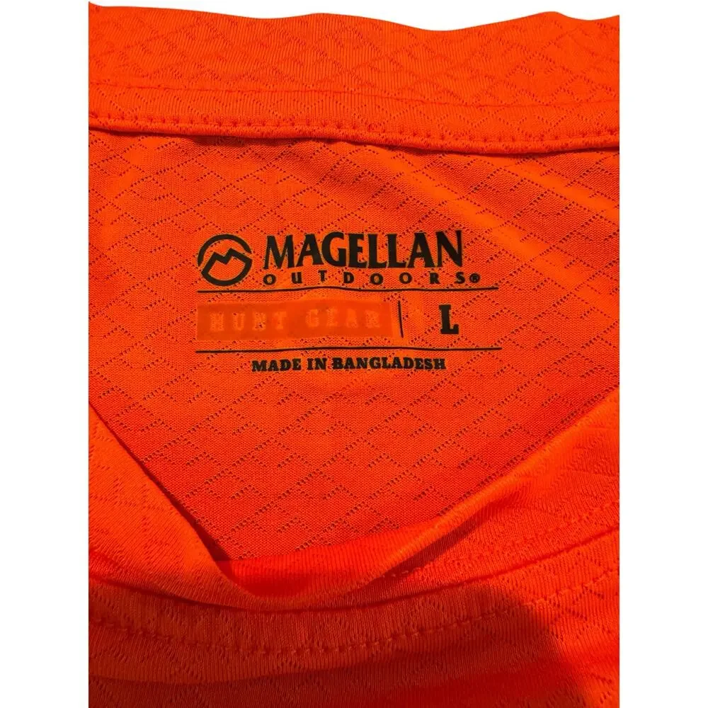 Magellan Outdoors Shirt Men’s L Orange Long Sleeve Performance Tee UPF Quick Dry - Picture 7 of 9